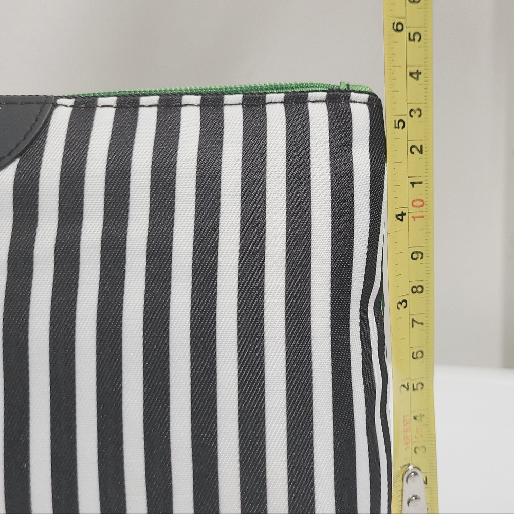 Kate Spade New York X Clinique Make-up Accessory Bag Black Stripe/Green Dot - Picture 11 of 12